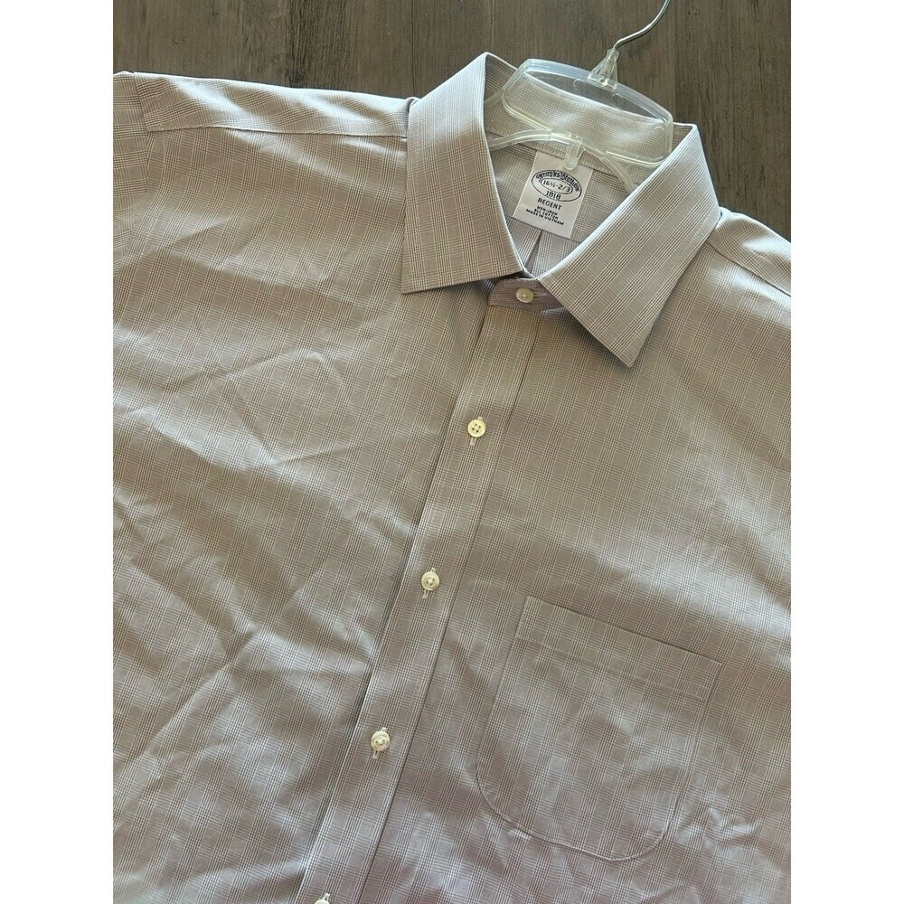 Brooks Brothers 1818 Regent Mens Button Up Light Tan Shirt - Size 16.5 2-3